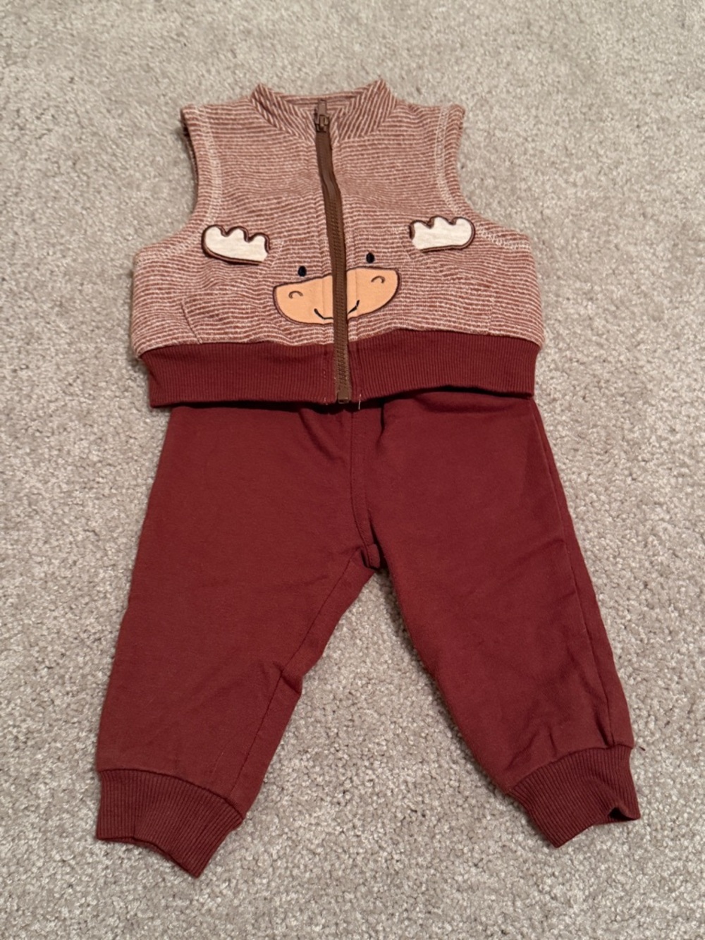 Baby Essentials Striped Knit Baby Bodysuit - Rust and Cream